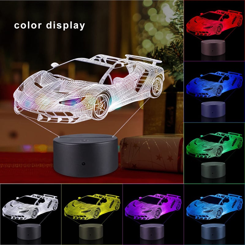 FlyonSea Race Car Gifts,Car Lamp Party Supplies 7 Color Changing Nightlight with Touch and Remote Controlï¼ˆTimer,Cars Light Birthday Christmas Gift - Image 3